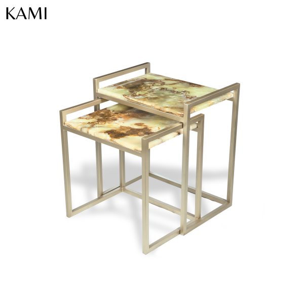 klause table - gold - corner view